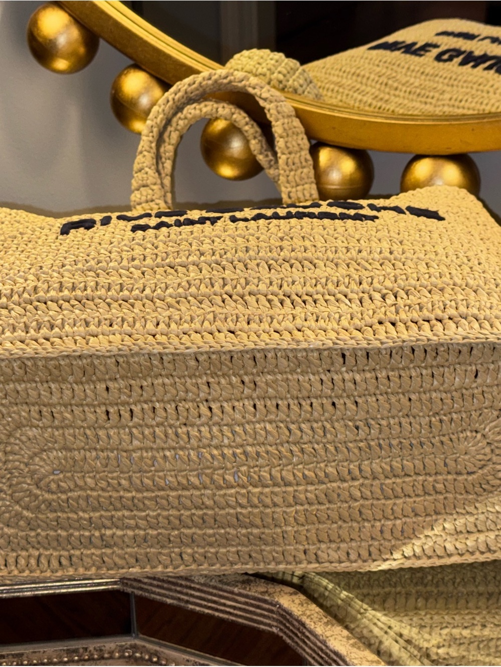 AUTHENTIC Saint Laurent Raffia Rive Gauche Tote Bag - Picture 10 of 12